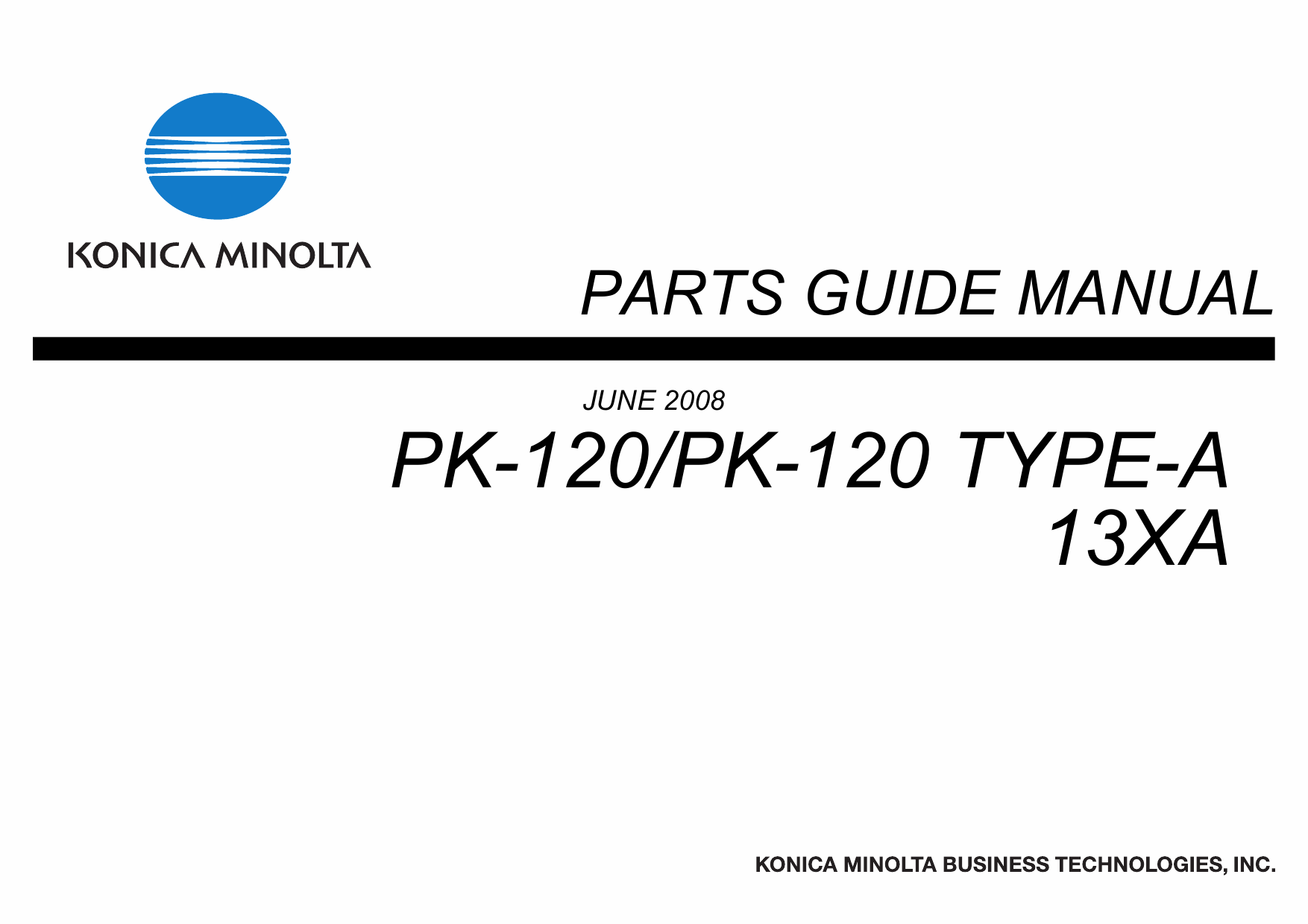 Konica-Minolta Options PK-120 120A 13XA Parts Manual-1